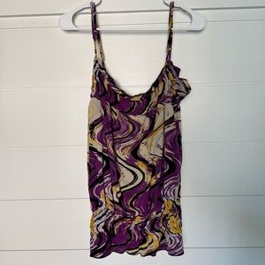 Delusional Purple and Yellow Patterned Tank Top, Women’s XL